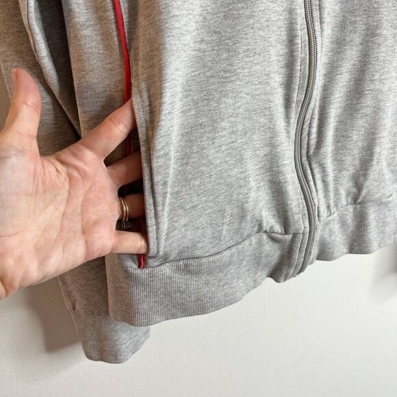 Forever 21 Women's Track Jacket S Gray Zip Up Funnel Neck Long Sleeve Stretch - Picture 4 of 7